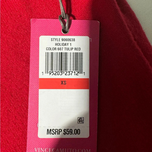 NWT Vince Camuto Holiday Sweater Tulip Red Size XS Loose Fit Snap Collar Closure - Picture 4 of 14